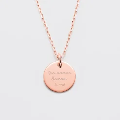 Pendentif personnalisé médaille gravée plaqué or rose 15 mm