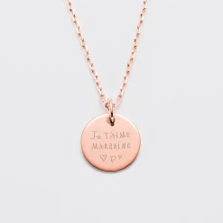 Pendentif personnalisé médaille gravée plaqué or rose 15 mm