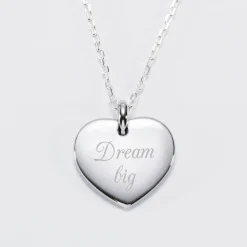 Pendentif personnalisé médaille gravée argent coeur bombé 21x20 mm