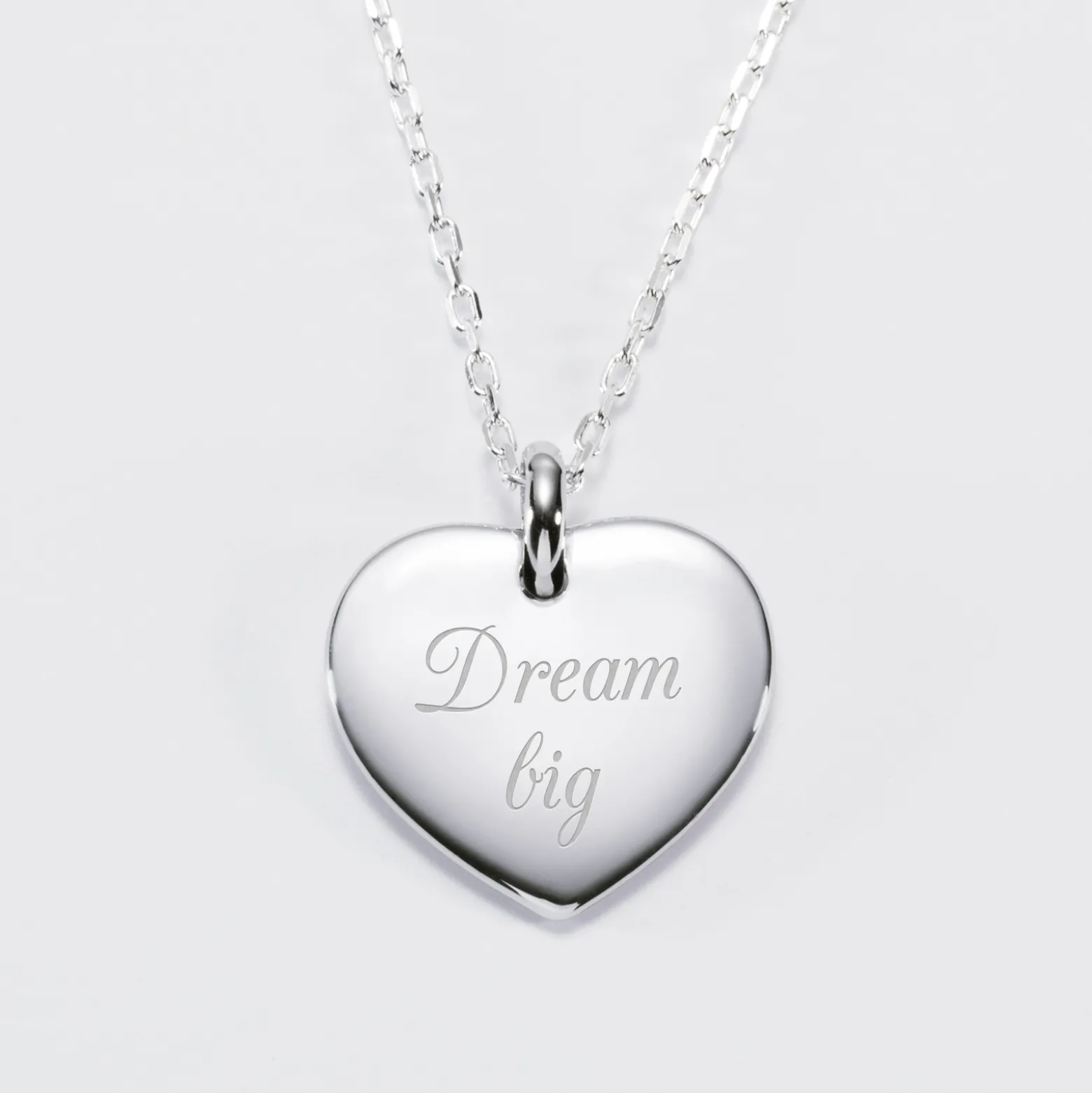 Pendentif personnalisé médaille gravée argent coeur bombé 21x20 mm