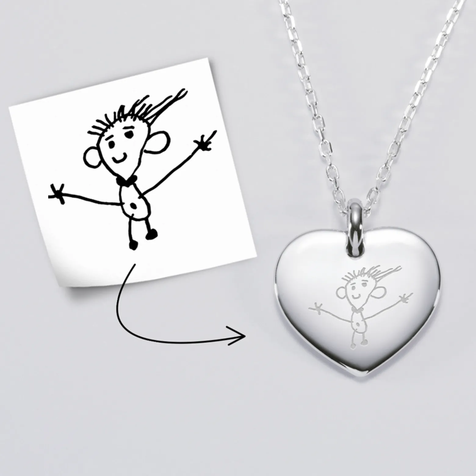 Pendentif personnalisé médaille gravée argent coeur bombé 21x20 mm