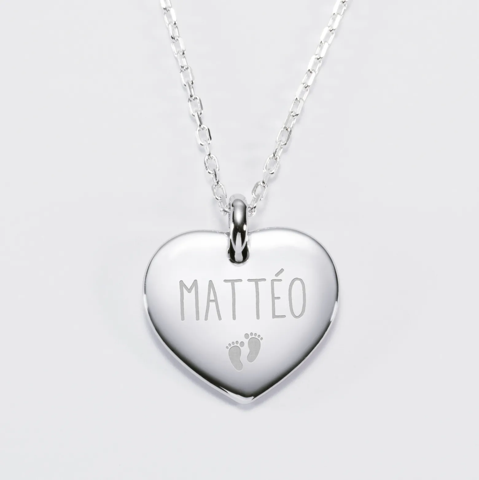 Pendentif personnalisé médaille gravée argent coeur bombé 21x20 mm