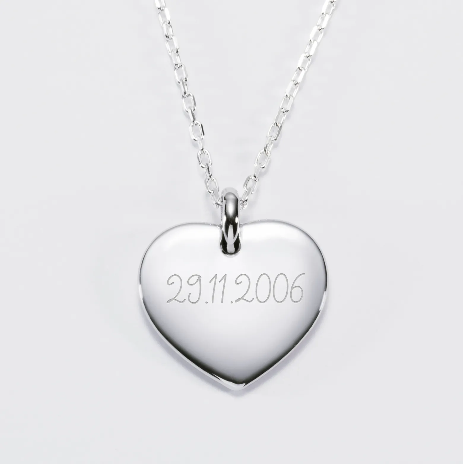 Pendentif personnalisé médaille gravée argent coeur bombé 21x20 mm