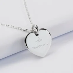 Pendentif personnalisé médaille gravée argent coeur bombé 21x20 mm