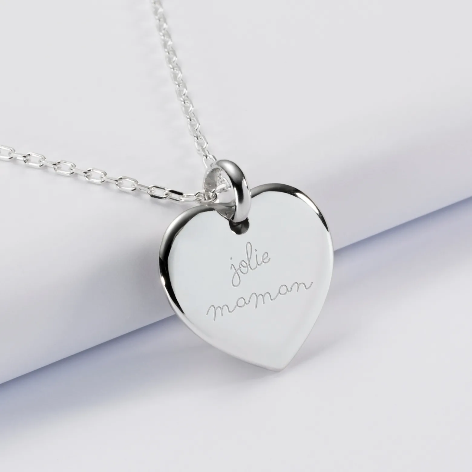 Pendentif personnalisé médaille gravée argent coeur bombé 21x20 mm