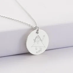 Pendentif personnalisé médaille soleil coeur bombé gravée argent 19 mm