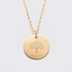 Pendentif personnalisé médaille gravée plaqué or 19 mm - Edition spéciale Arbre de Vie