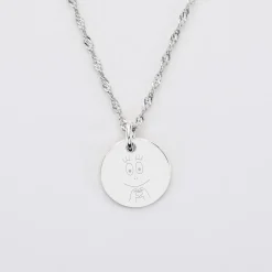 Pendentif personnalisé médaille gravée argent 15 mm - HappyBulle x Barbapapa