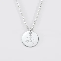 Pendentif personnalisé médaille gravée argent 15 mm - HappyBulle x Barbapapa