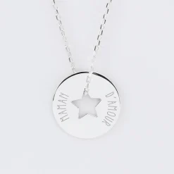 Pendentif personnalisé médaille gravée argent cible étoile 21 mm