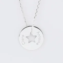 Pendentif personnalisé médaille gravée argent cible étoile 21 mm