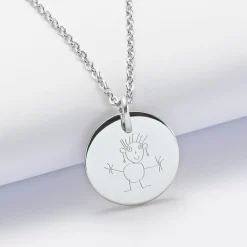 Pendentif personnalisé médaille gravée acier 20 mm