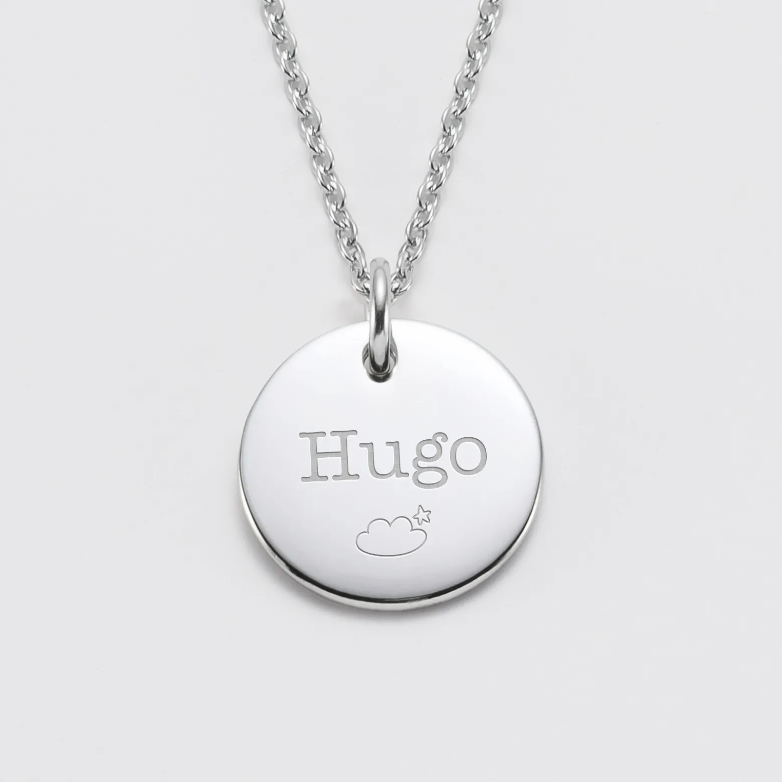Pendentif personnalisé médaille gravée acier 20 mm