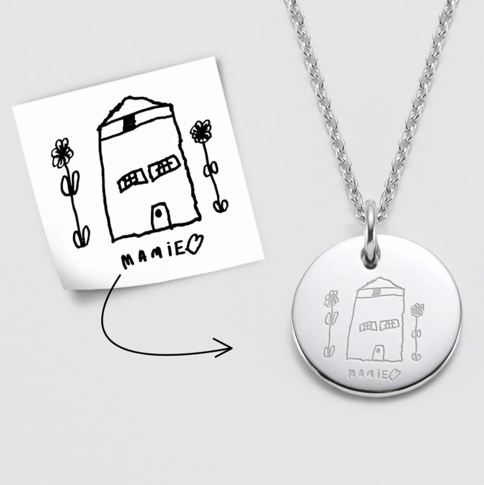 Pendentif personnalisé médaille gravée acier 20 mm