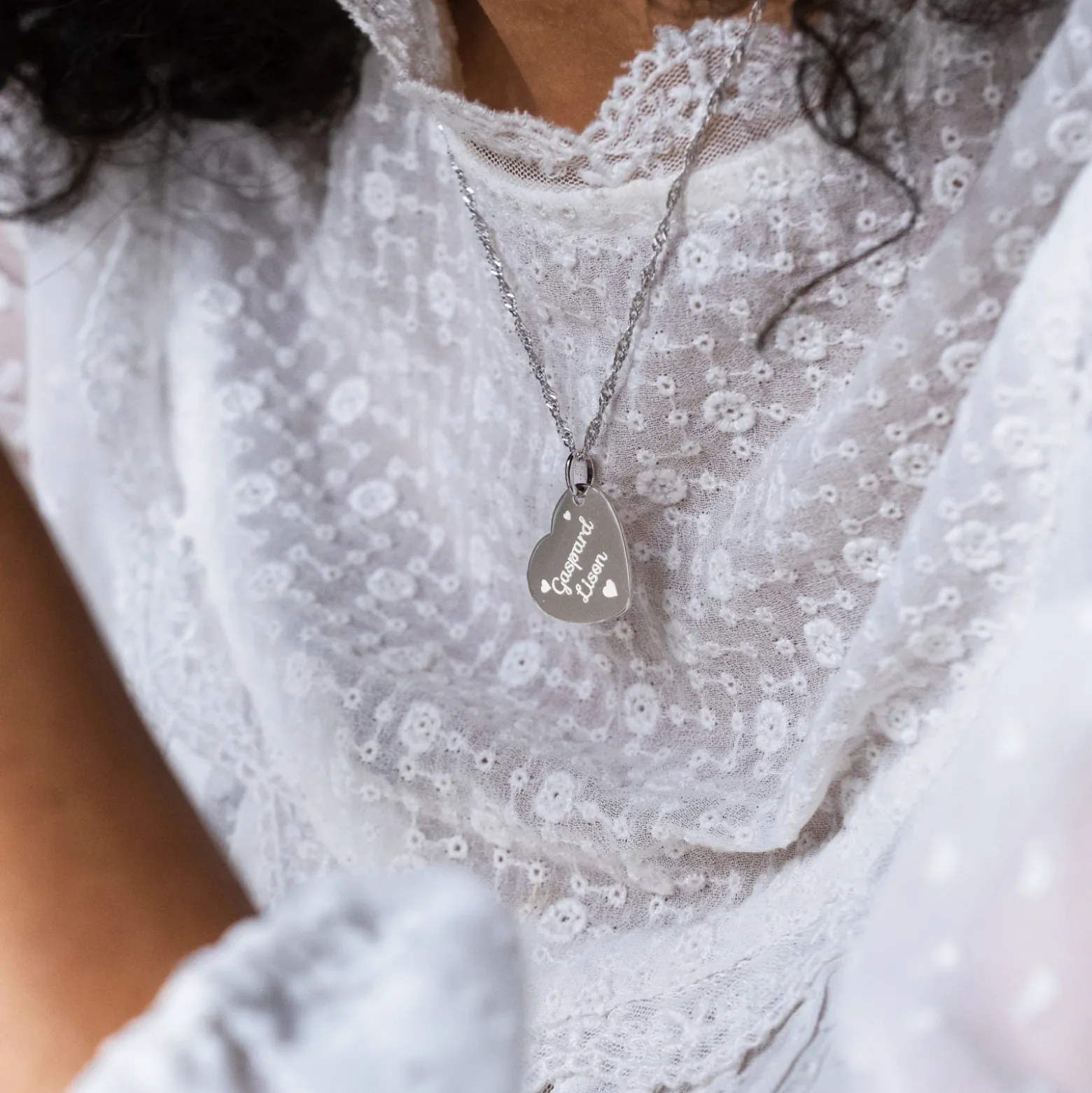 Pendentif personnalisé médaille gravée argent coeur 19x21mm