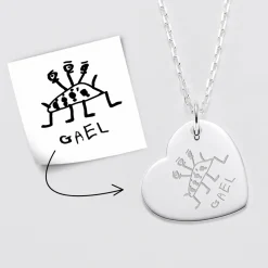 Pendentif personnalisé médaille gravée argent coeur 19x21mm