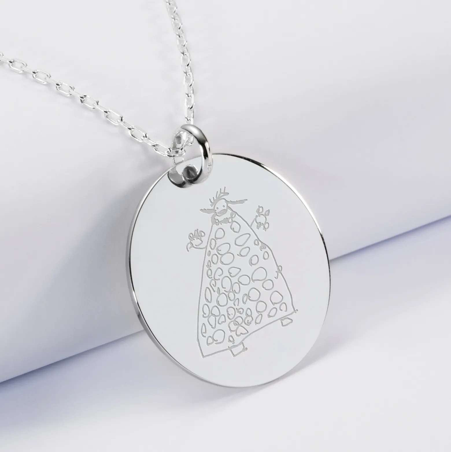 Pendentif personnalisé médaille gravée argent 27 mm - Edition spéciale Ornement floral