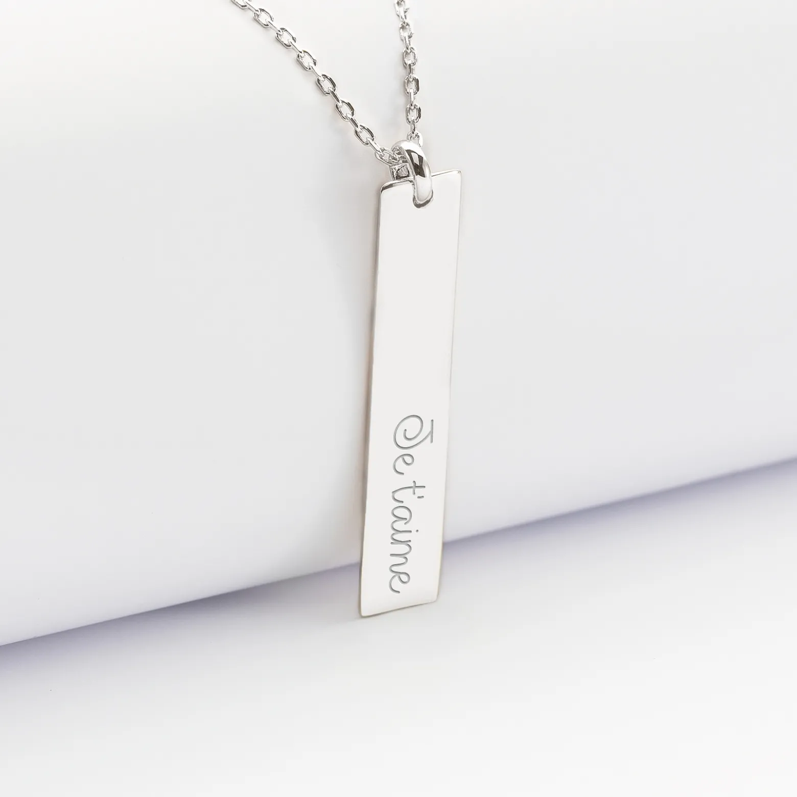 Pendentif personnalisé médaille gravée argent plaque 40x8 mm