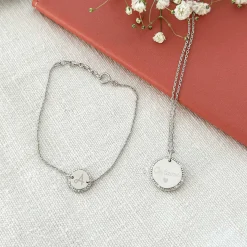 Pendentif personnalisé médaille contour scintillant gravée argent 16 mm