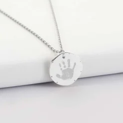 Pendentif personnalisé médaille contour scintillant gravée argent 16 mm