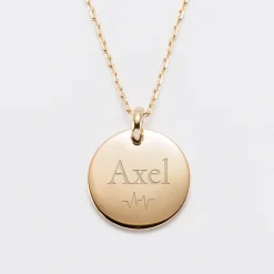 Pendentif personnalisé médaille bombée gravée plaqué or 20 mm