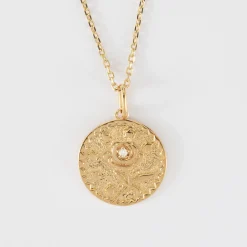 Pendentif personnalisé médaille gravée plaqué or texturée rose scintillante 19 mm