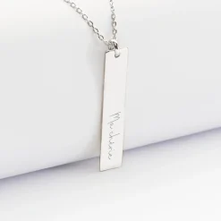 Pendentif personnalisé médaille gravée argent plaque 40x8 mm - édition spéciale "Manuscrit"