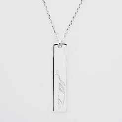 Pendentif personnalisé médaille gravée argent plaque 40x8 mm - édition spéciale "Manuscrit"