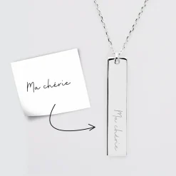 Pendentif personnalisé médaille gravée argent plaque 40x8 mm - édition spéciale 