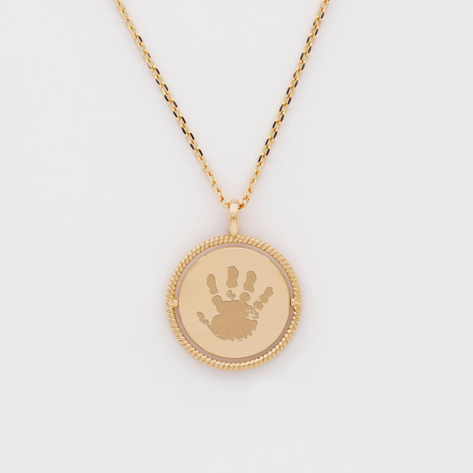 Pendentif personnalisé médaille réversible contour tressé Eternelle gravée plaqué or 18 mm - HappyBulle x Capucine