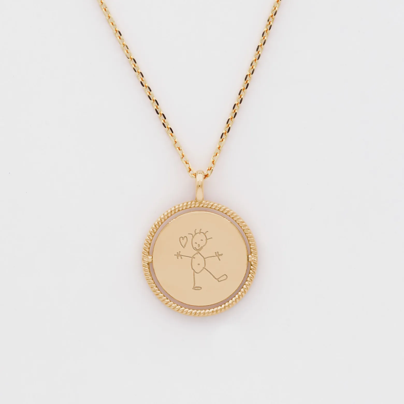 Pendentif personnalisé médaille réversible contour tressé Eternelle gravée plaqué or 18 mm - HappyBulle x Capucine