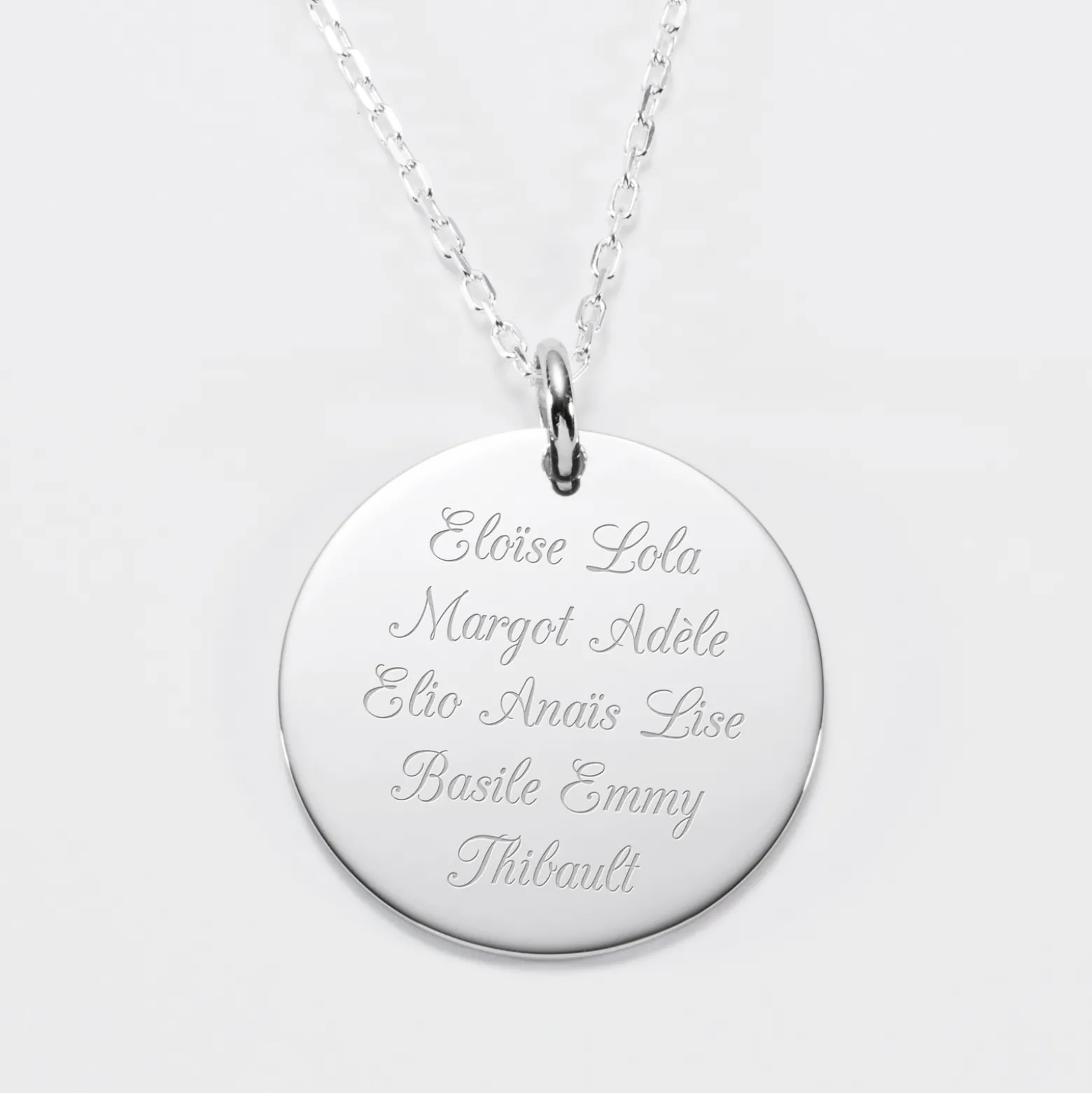 Pendentif personnalisé médaille gravée argent 27 mm - Edition spéciale Mamie