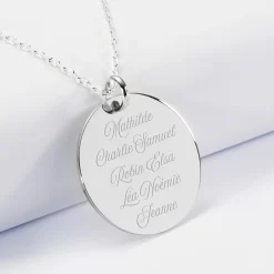 Pendentif personnalisé médaille gravée argent 27 mm - Edition spéciale Mamie