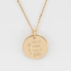 Pendentif personnalisé médaille soleil coeur bombé gravée plaqué or 19 mm