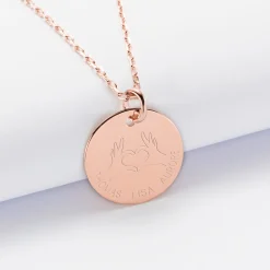 Pendentif personnalisé médaille gravée plaqué or rose 19 mm - Edition spéciale Love hand