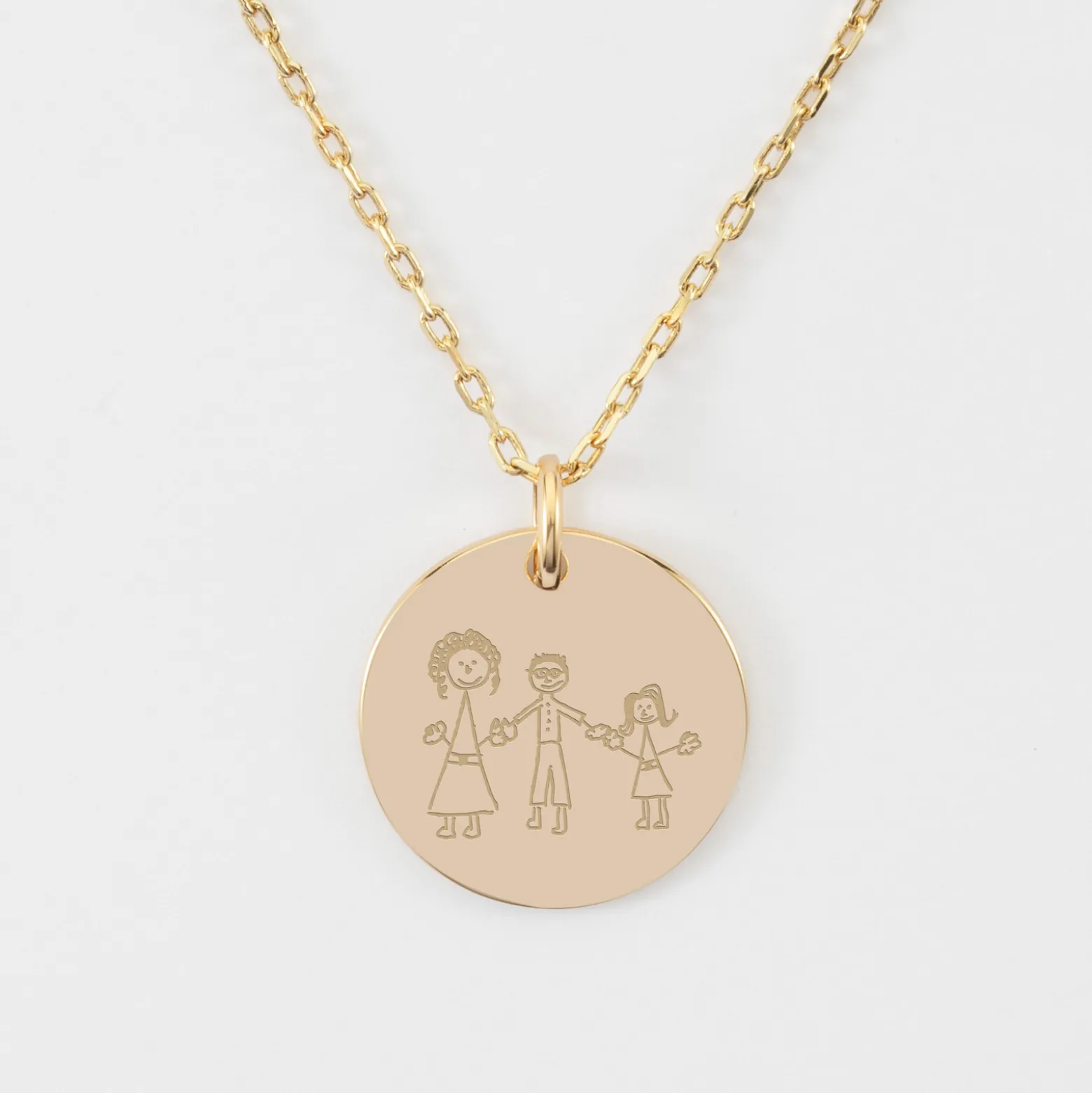 Pendentif personnalisé médaille martelée gravée plaqué or 19 mm
