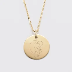 Pendentif personnalisé médaille gravée plaqué or 19 mm - HappyBulle x Barbapapa