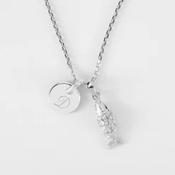 Pendentif personnalisé médaille gravée argent 10 mm et breloque(s) summer - à composer