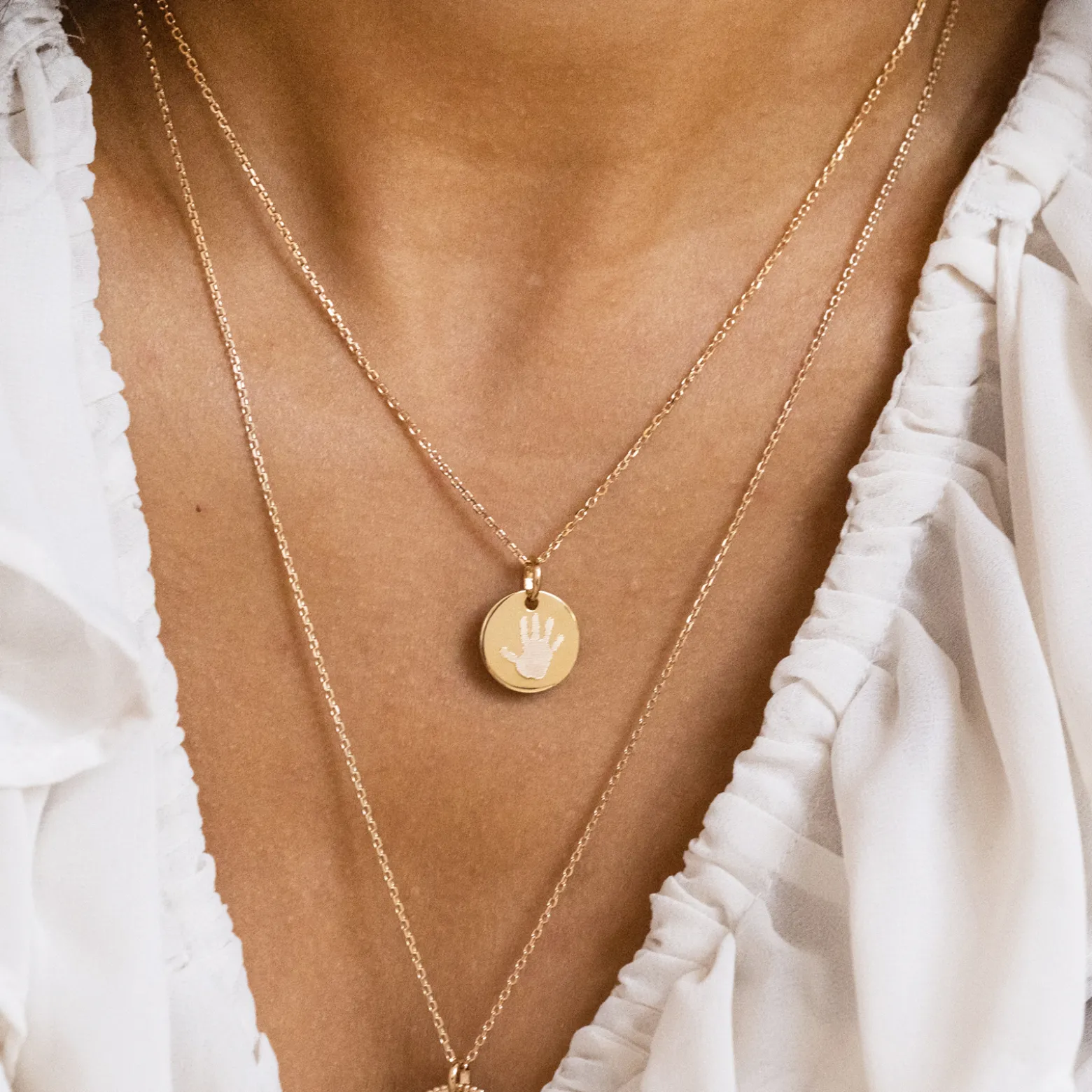 Pendentif personnalisé médaille gravée plaqué or 15 mm