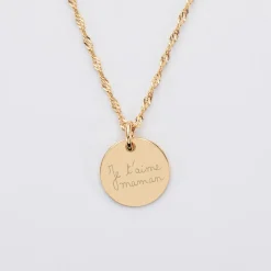 Pendentif personnalisé médaille gravée plaqué or 15 mm