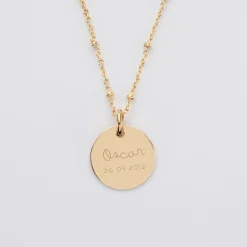 Pendentif personnalisé médaille gravée plaqué or 15 mm