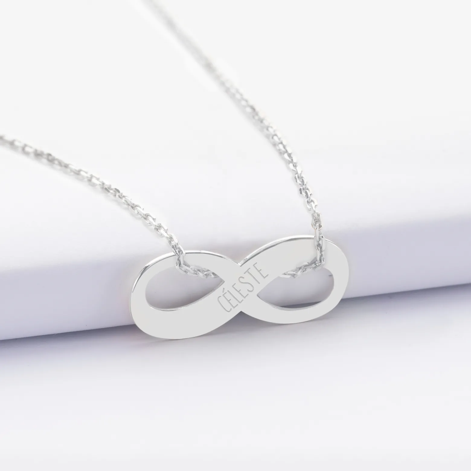 Pendentif personnalisé médaille gravée argent infini 25x10mm