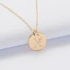 Pendentif personnalisé médaille gravée plaqué or 15 mm - édition spéciale "Alphabet floral" - Nos petits imparfaits