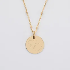 Pendentif personnalisé médaille gravée plaqué or 15 mm - Edition spéciale mariage Coeur Infini