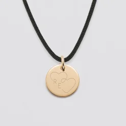 Pendentif personnalisé médaille gravée plaqué or 15 mm - Edition spéciale mariage Coeur Infini