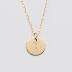 Pendentif personnalisé médaille gravée plaqué or 15 mm - HappyBulle x Barbapapa