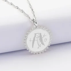 Pendentif personnalisé médaille soleil gravée argent 20 mm