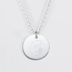 Pendentif personnalisé médaille gravée argent 19 mm - HappyBulle x Barbapapa