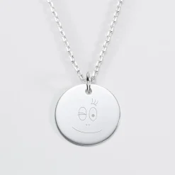 Pendentif personnalisé médaille gravée argent 19 mm - HappyBulle x Barbapapa