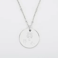 Pendentif personnalisé médaille gravée argent 19 mm - HappyBulle x Barbapapa